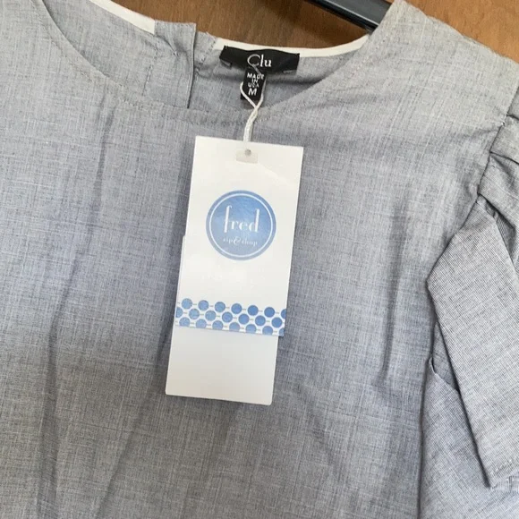 Clu blouse with ruffle sleeves 100% cotton top size M - Picture 9 of 16